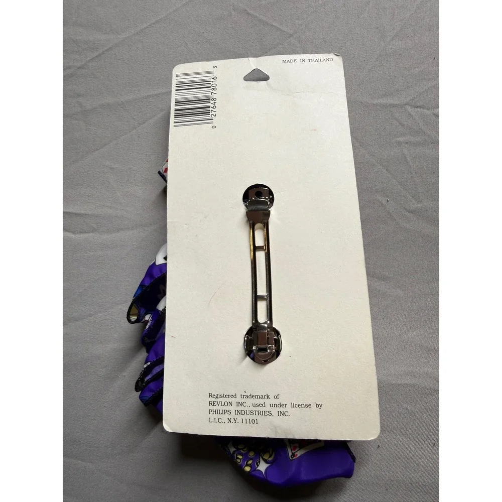 Revlon Casino Theme Hair Barrette Bow Purple Satin Vintage NOS #78016 USA